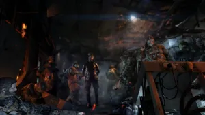 A Group Of People In A Dark Room Wallpaper