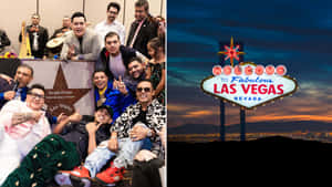 A Group Of People Posing For A Picture In Front Of A Sign Wallpaper