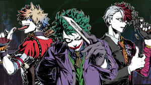 A Group Of Three Jokers With Knives Wallpaper