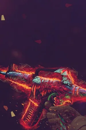 A Gun With Flames On It Wallpaper