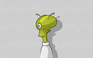 A Happy Cartoon Alien Waving Hello Wallpaper