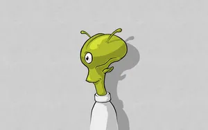 A Happy Cartoon Alien Waving Hello Wallpaper