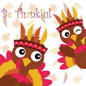 A Happy Family Of Turkeys Gather To Give Thanks For Thanksgiving. Wallpaper