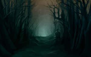 A Haunted Forest In The Twilight Haze Wallpaper