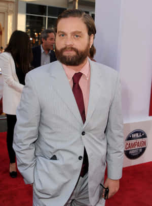 A Headshot Of Zach Galifianakis Sporting His Iconic Beard And A Smile. Wallpaper