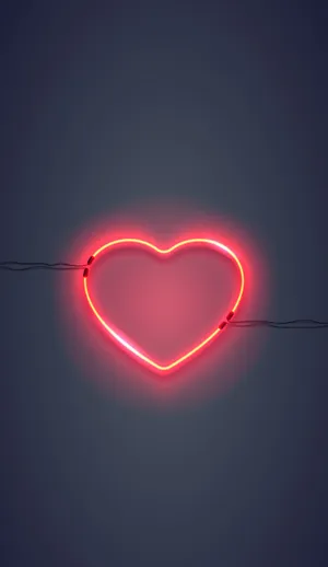 A Heart Neon Sign On A Dark Background Wallpaper