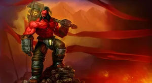 A Hero Stands Ready: Dota 2's Axe Prepares For Battle. Wallpaper