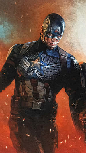 A Heroic Pose Of Captain America In The Movie 