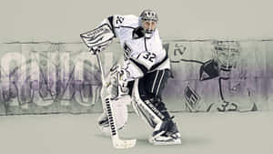 A Hockey Goalie Is Standing In Front Of A Wall Wallpaper