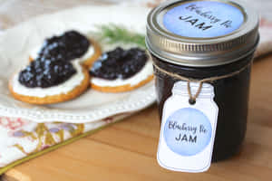 A Jar Of Freshly-made Blueberry Jam Wallpaper