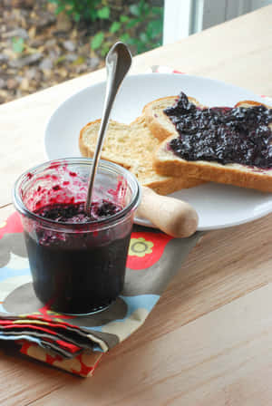 A Jar Of Heart-warming Blueberry Jam Wallpaper