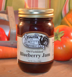 A Jar Of Homemade Blueberry Jam Freshly Made With Love Wallpaper