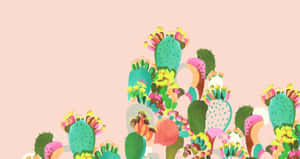 A Kawaii Cactus Bringing Joy To Your Day Wallpaper