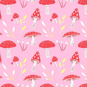 A Kawaii Mushroom In A Magical Field Wallpaper