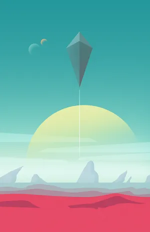 A Kite Flying Over A Deserted Area Wallpaper