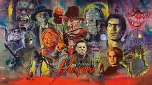 A Lineup Of Classic Horror Movie Icons Wallpaper