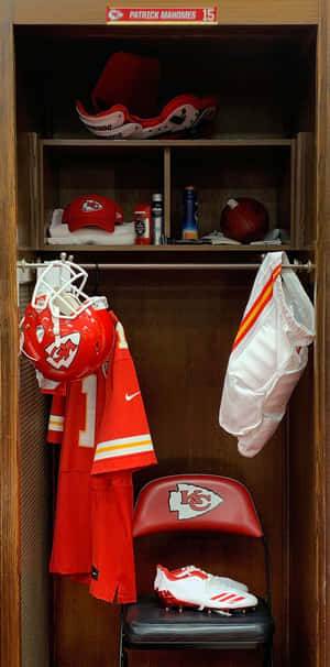 A Locker With A Chair And A Pair Of Shoes Wallpaper