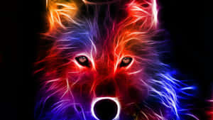 A Lone Wolf Emerges From A Forest Of Both Fire And Water. Wallpaper