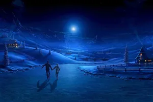 A Lonely Tree In A Chilly Night Sky Wallpaper