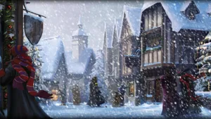 A Magical Day In Hogsmeade Village Wallpaper