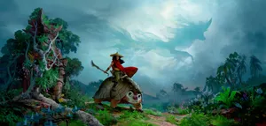 A Magical Duel: A Scene From An Enchanting Animated Adventure Wallpaper