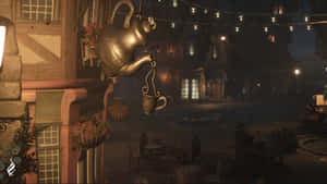 A Magical Evening At Hogsmeade Village In The Wizarding World Wallpaper