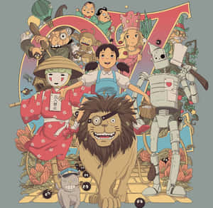 A Magical Journey With Studio Ghibli Characters Wallpaper