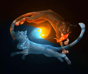 A Magical Wolf With The Tantalizing Ability To Wield Both The Power Of Water And Fire. Wallpaper