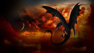 A Majestic, Awe-inspiring Dragon Blazing Through The Sky Wallpaper