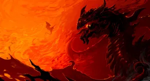 A Majestic Dragon Soaring Into The Evening Sky Wallpaper