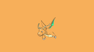 A Majestic Dragonite Against An Orange Sky. Wallpaper