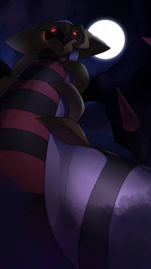 A Majestic Full Moon Illuminated By The Presence Of The Legendary Pokémon Giratina. Wallpaper