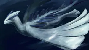 A Majestic Lugia Soaring In The Sky Above The Sea Wallpaper