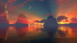 A Majestic Mountain Sunset Wallpaper