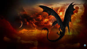 A Majestic Real Dragon Flying In The Sky Wallpaper