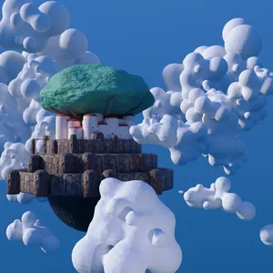 A Majestic View Of Laputa, The Floating Castle In The Sky From The Classic Studio Ghibli Animation. Wallpaper