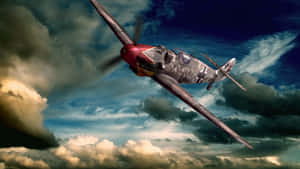 A Majestic Vintage Airplane Soaring Across The Tranquil Blue Skies. Wallpaper