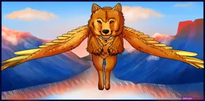 A Majestic Winged Wolf Wallpaper