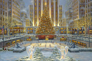 A Majestic Winter View Of The Christmas Season. Wallpaper