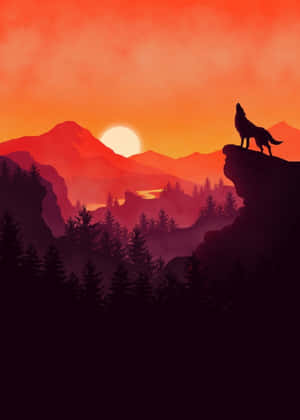 A Majestic Wolf Gazing Into The Sunset Wallpaper