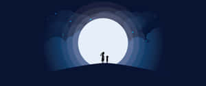 A Man And Woman Standing On A Hill With A Light Shining Through The Sky Wallpaper