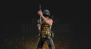 A Man Holding A Gun On A Black Background Wallpaper