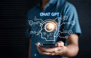 A Man Holding A Phone With The Word Chat Gtt On It Wallpaper
