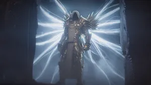 A Man In A Dark Room With A Light Shining On Him Wallpaper