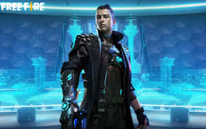 A Man In A Futuristic Setting Holding A Gun Wallpaper