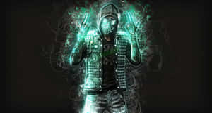 A Man In A Green Hoodie Holding A Green Light Wallpaper