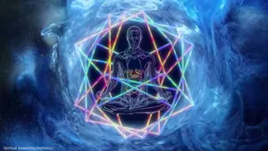 A Man In A Lotus Position With A Rainbow Colored Background Wallpaper