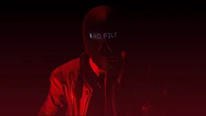A Man In A Red Mask With The Words'no File' Wallpaper