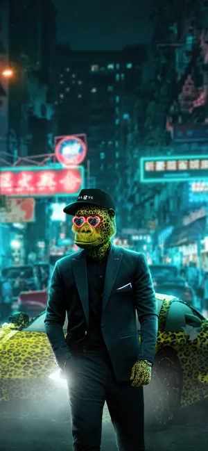 A Man In A Suit Standing In A City Wallpaper