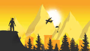 A Man Is Standing On A Mountain Top With A Plane In The Sky Wallpaper